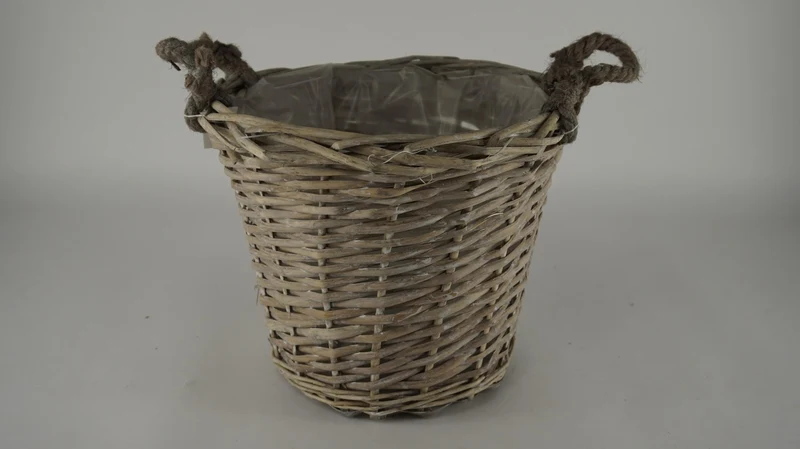 Oorpot grijs riet met jute oren 28cm