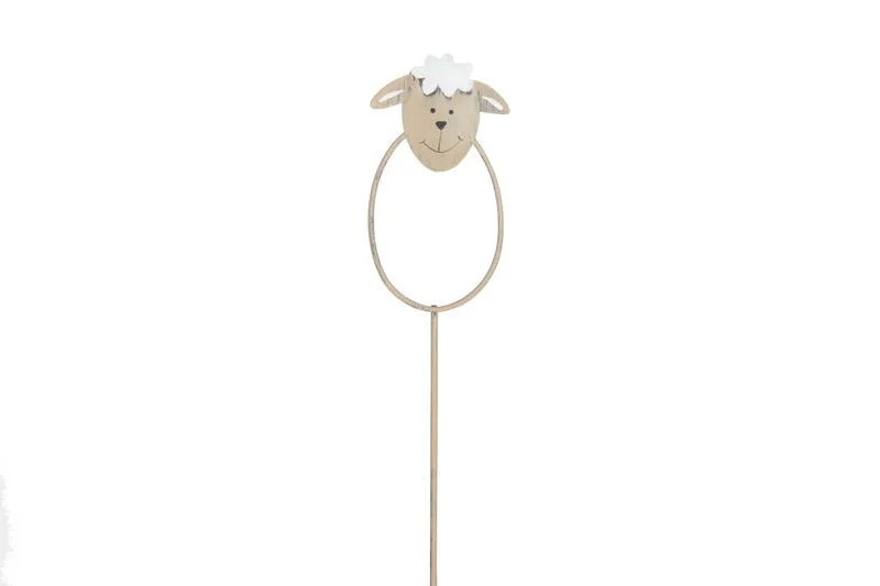 Metal sheep on stick 4.4x29.5cm 3pc Grey