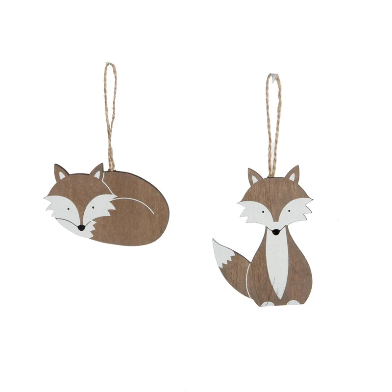 Ornament vos bruin 2 assorti - l5xb0,5xh8,5cm