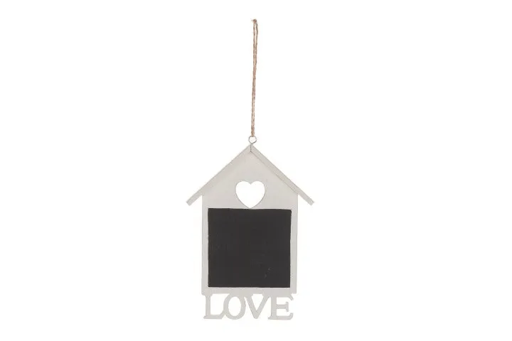 Wooden house with "LOVE" 14cm 3pc White/Black