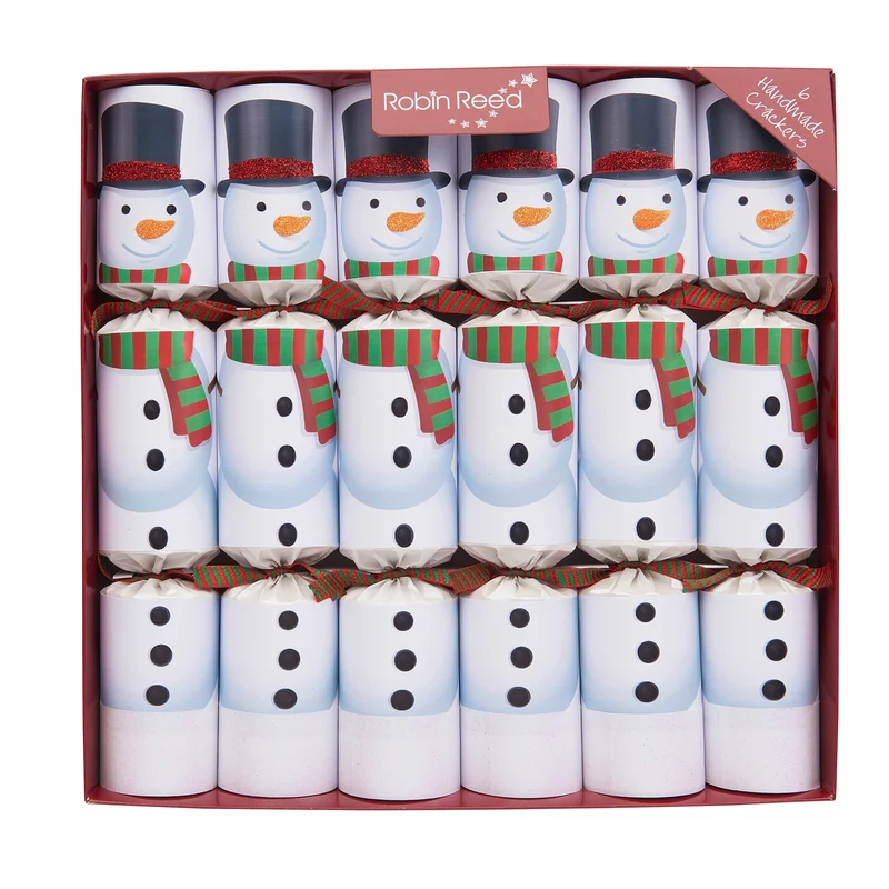 6 pc's kerstcrackers - 30 cm - sneeuwmannen