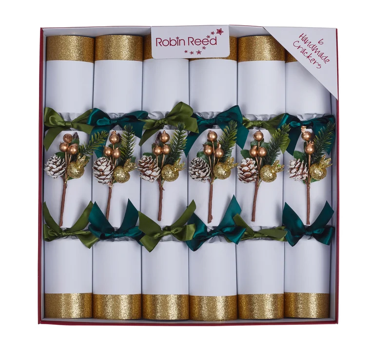 Kerstcrackers - wit met goud - 6 pc's x 30 cm