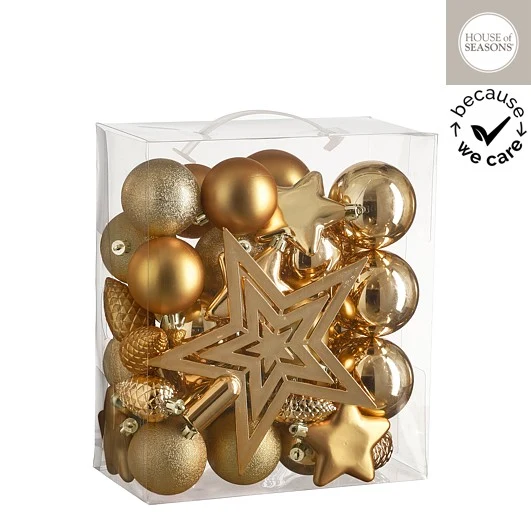 40 pc's - Koperen gouden kerstversiering - inclusief Tree Top Star