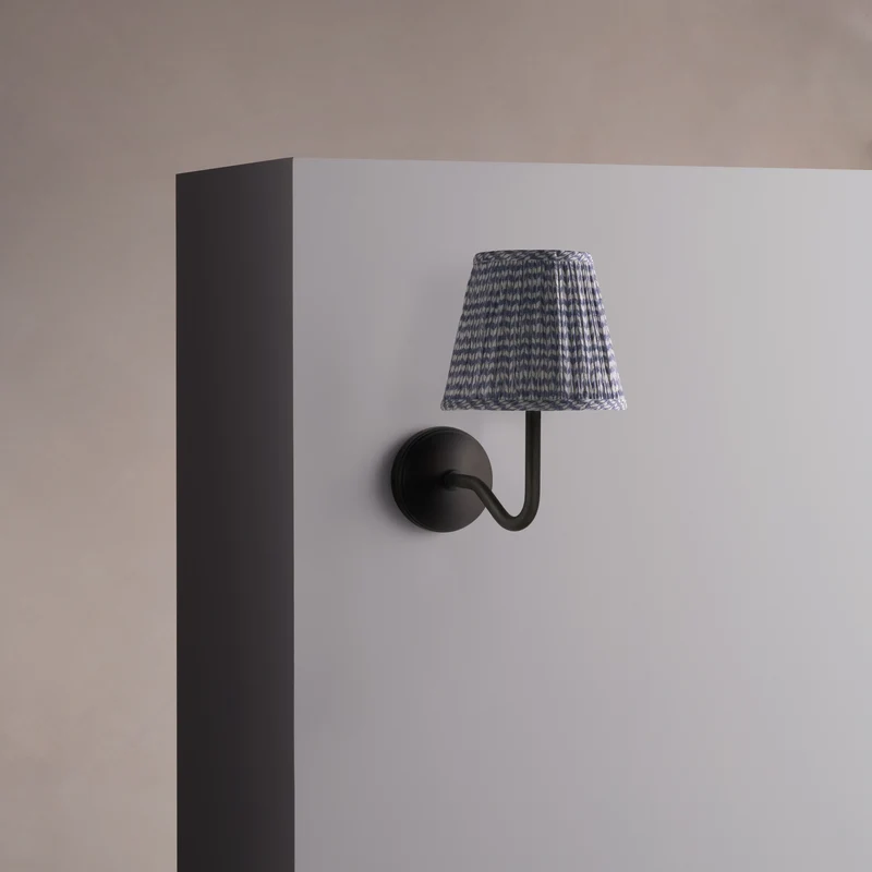 Malvern Medium Wall Light Pleated Slate Blue – Bronze