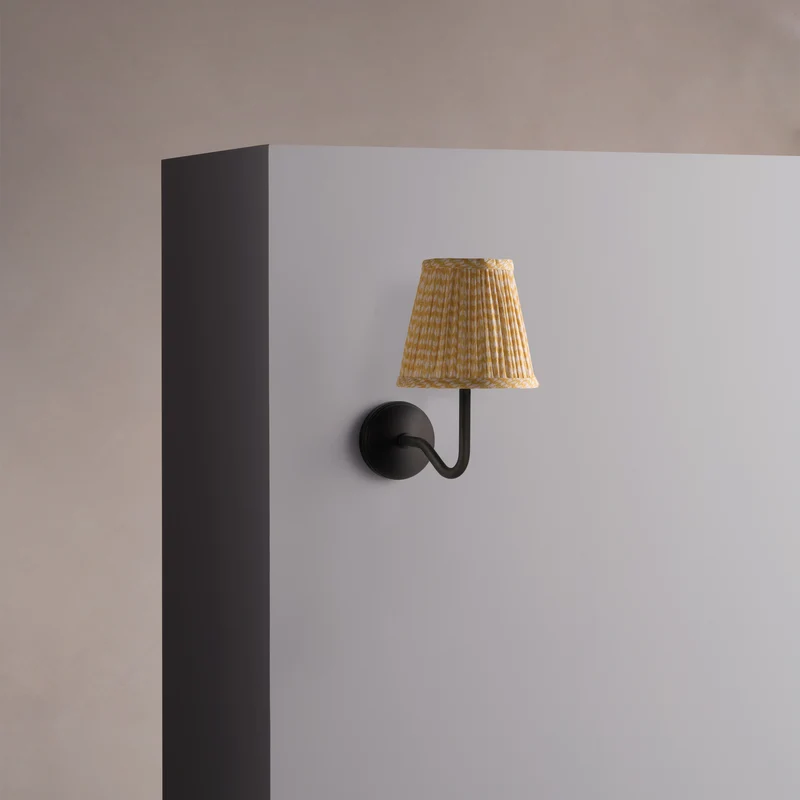 Malvern Small Wall Light Pleated Flaxen Yellow – Bronze