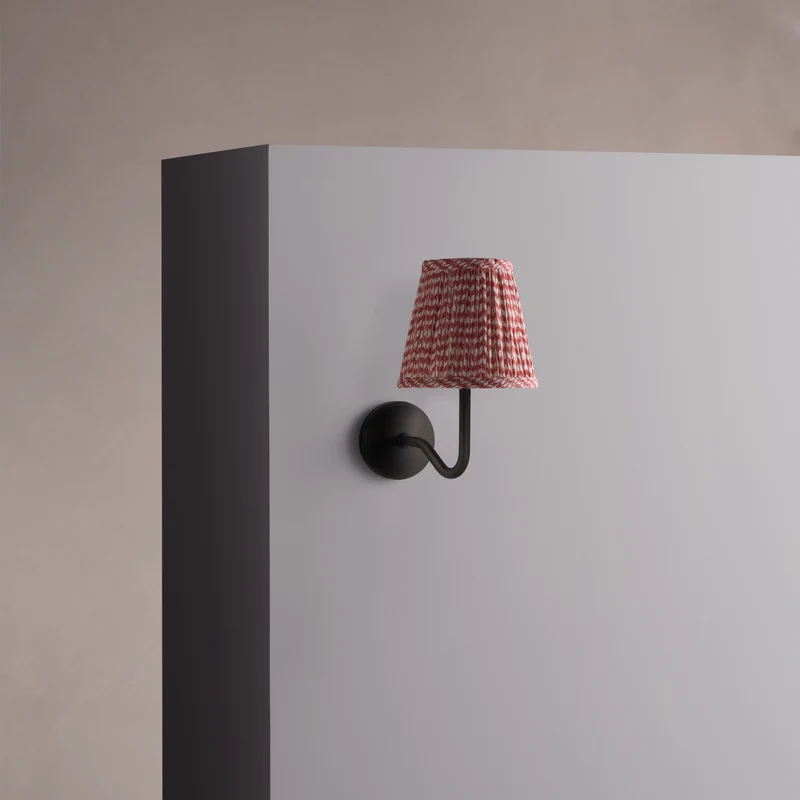 Malvern Small Wall Light Pleated Terracotta Red – Bronze