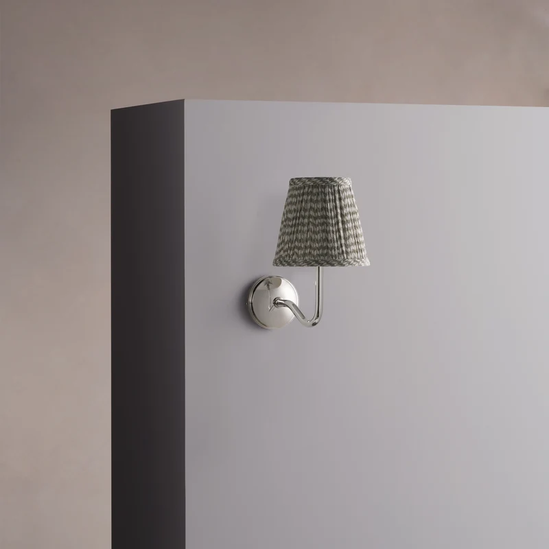 Malvern Small Wall Light Pleated Moss Green – Polished Nickel