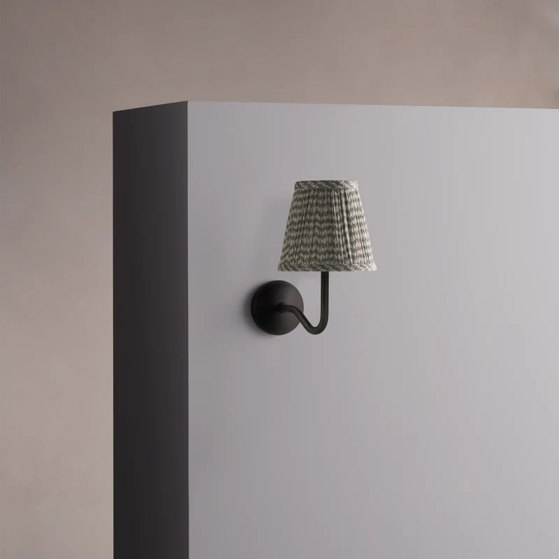 Malvern Small Wall Light Pleated Moss Green – Bronze
