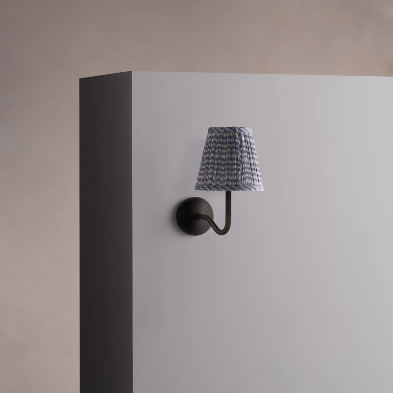 Malvern Small Wall Light Pleated Slate Blue – Bronze