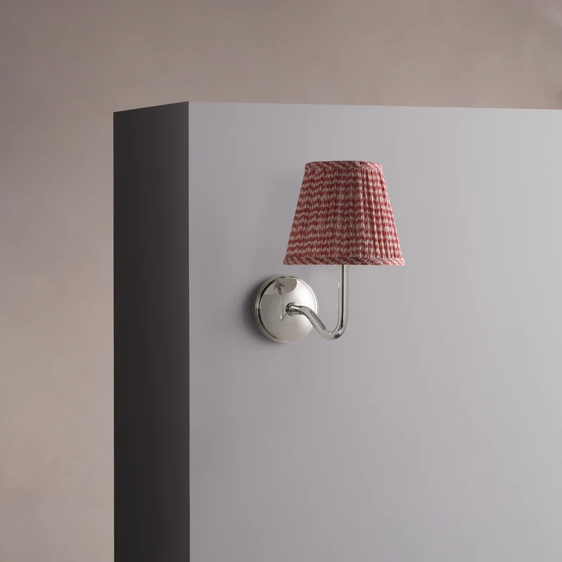 Malvern Medium Wall Light Pleated Terracotta Red – Polished Nickel