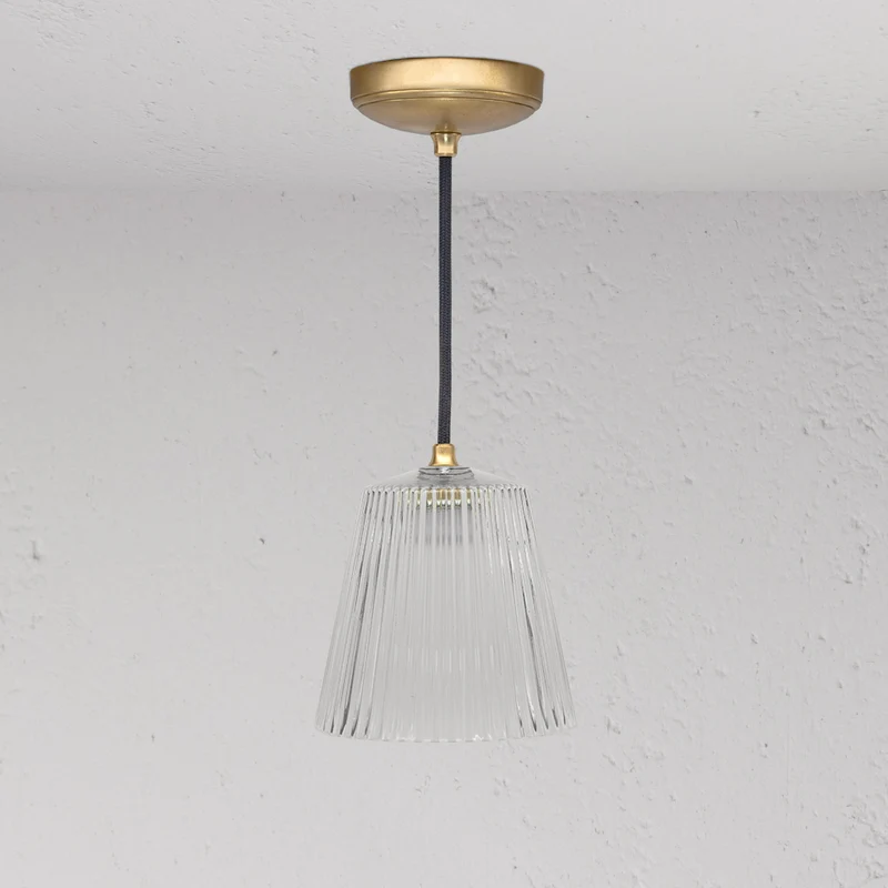 Richmond Medium Pendant Light Fluted Glass - Antique Brass