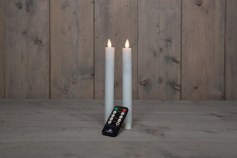2 pc's Flameless White Taper -kaarsen - Batterij Werk met afstandsbediening