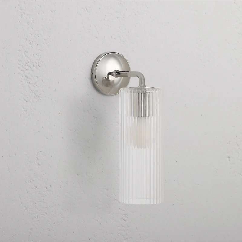 Claremont Large Wall Light Fluted Glass – Polished Nickel