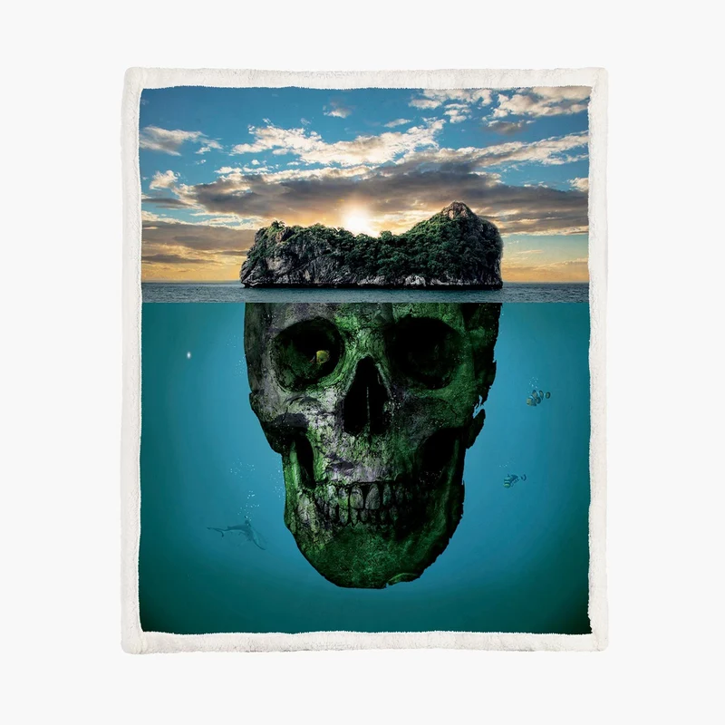 Fleece deken skull island, 150 x 200 cm
