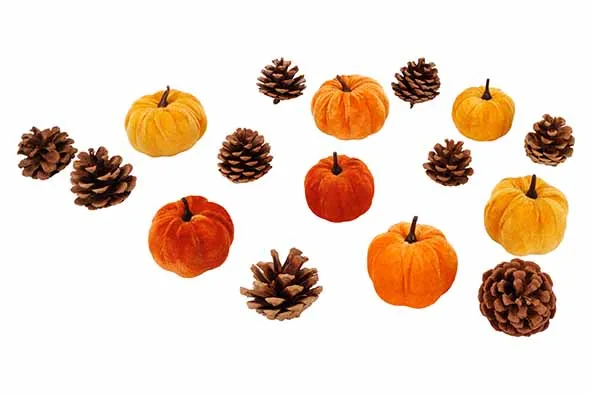 Cosy & Trendy Kerst Decoratie Pompen en Dennenappels - Set van 16 stuks - Oranje/Bruin