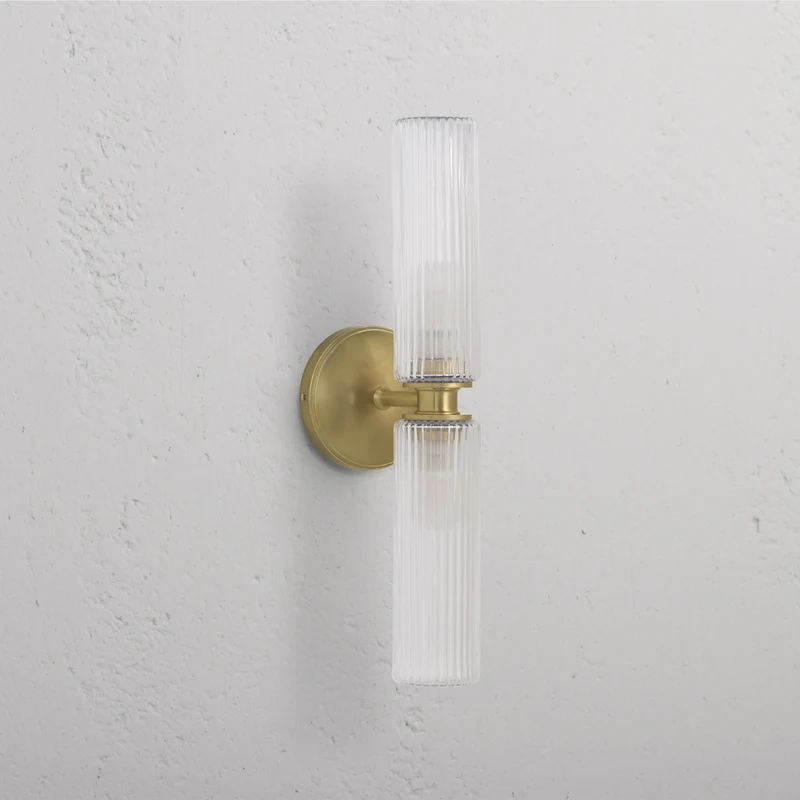 Claremont Medium Wall Light Fluted Glass – Antique Brass