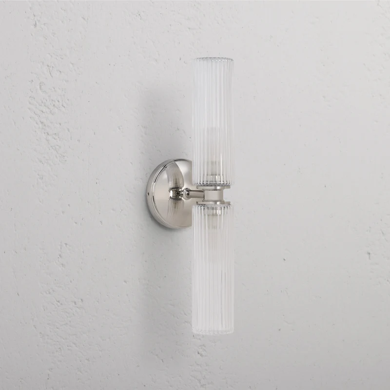 Claremont Medium Wall Light Fluted Glass – Polished Nickel
