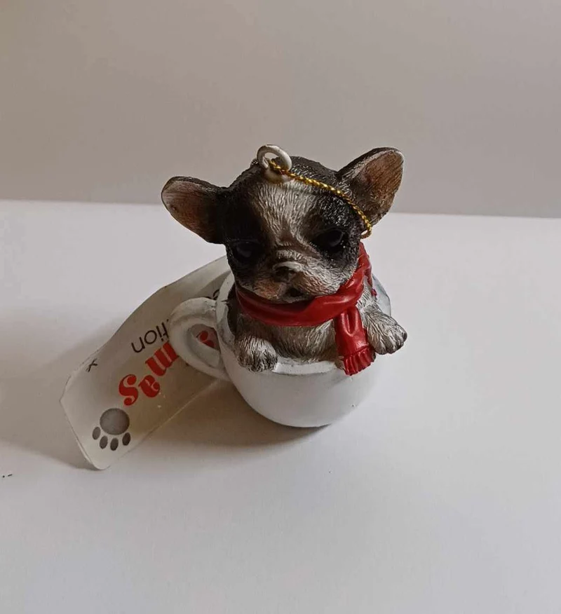 Franse bulldog kersthanger, 6 cm