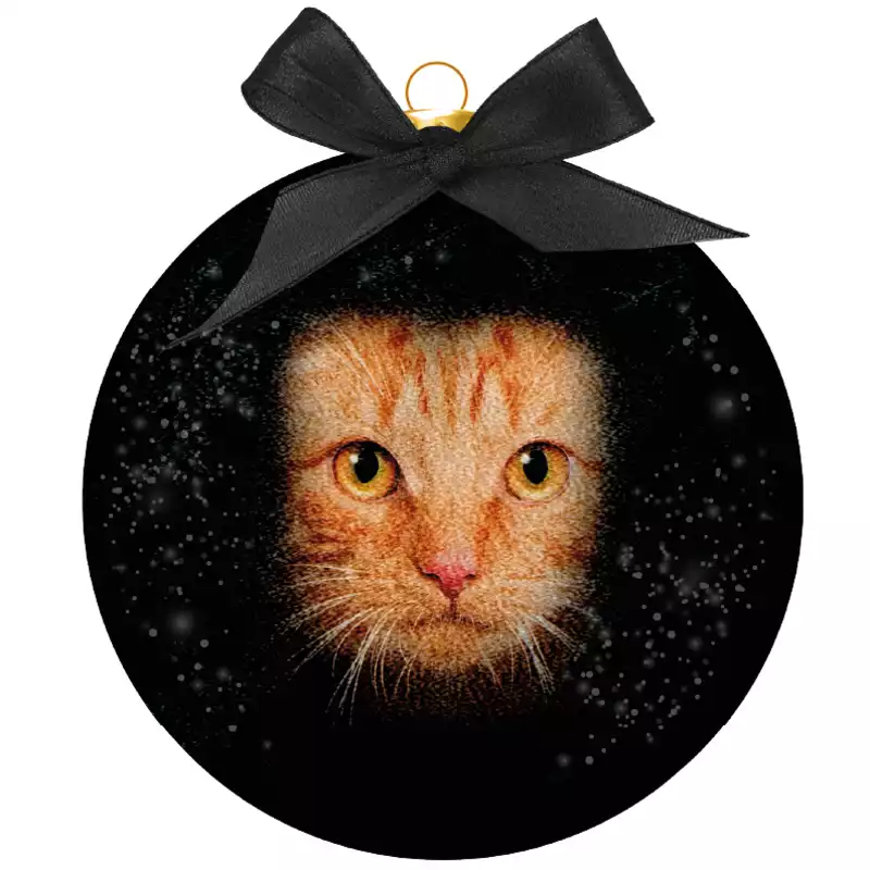Orange cat eyes kerstbal, 10 cm