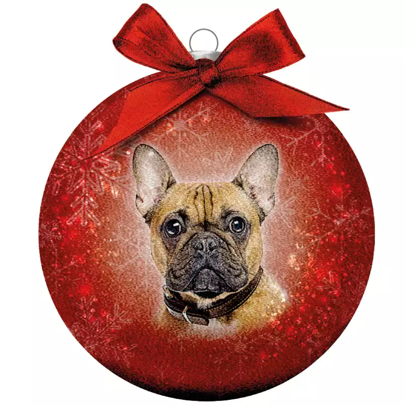 Franse bulldog kerstbal, 10 cm