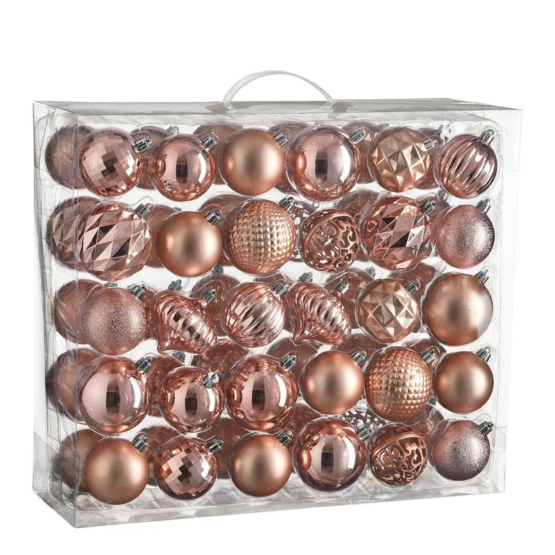 Roze kerstballen set, onbreekbaar, 60 stuks Ø 7 cm