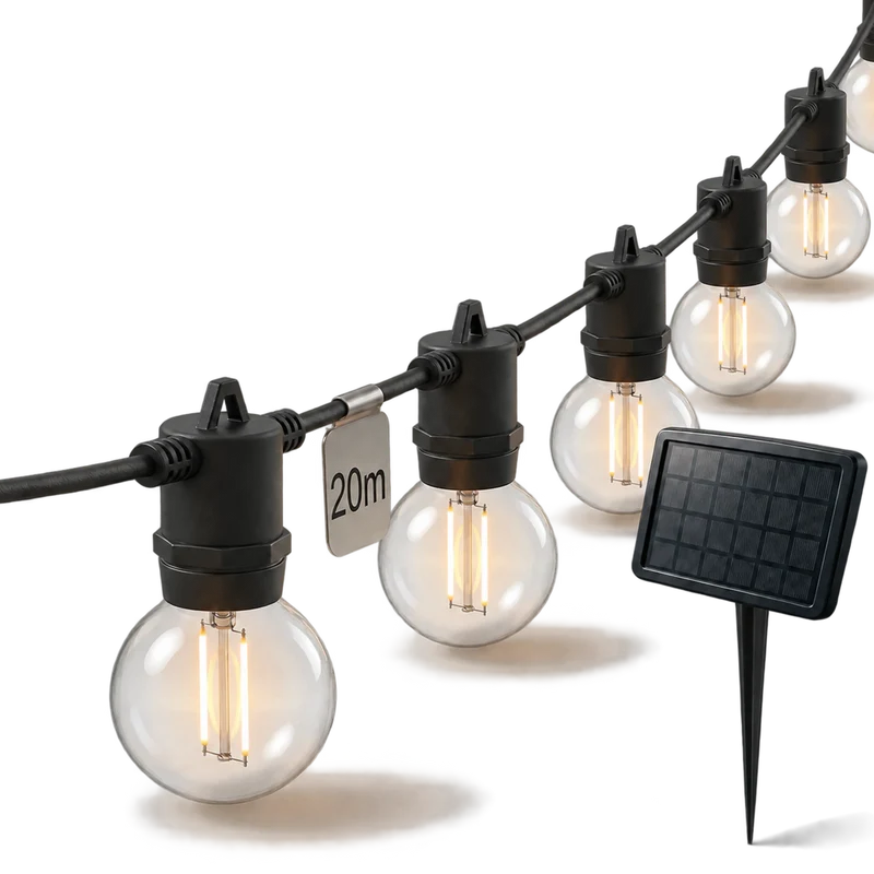 Calex Vista Solar String Lights - 20M - Black