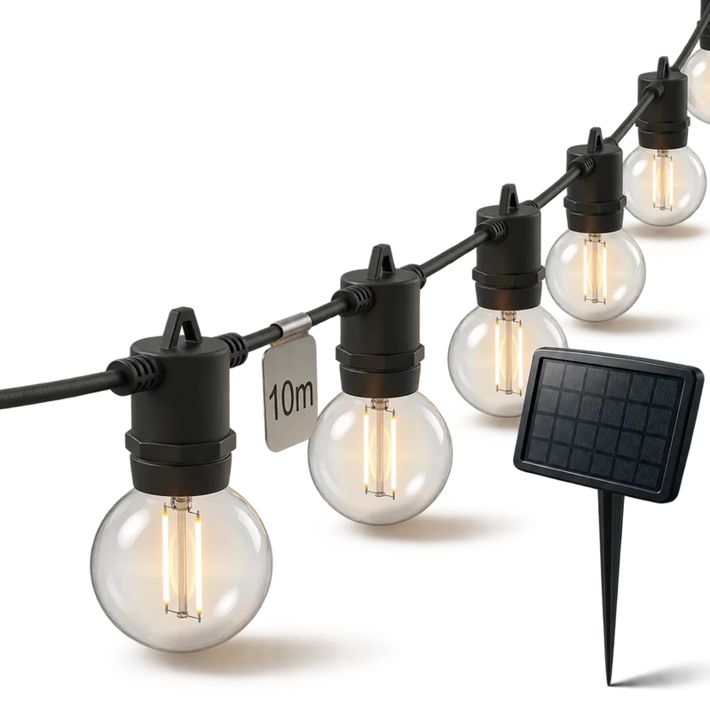 Calex Vista Solar String Lights - 10M - Black
