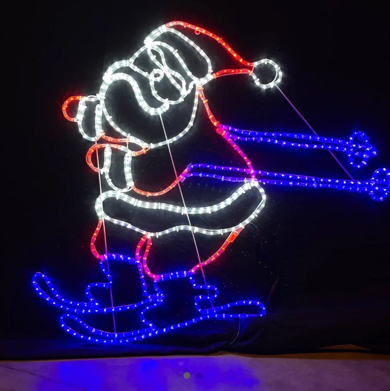 Kerstman aan de hemel - LED-buitenmotief 122x120 cm