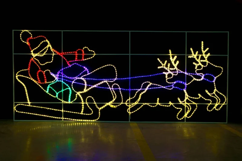 Kerstman met rendier en slee - 128x300 cm - XL LED-motief