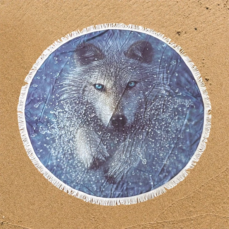 Running Wolf Splash rond strandlaken / picknickkleed, 150 cm
