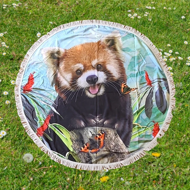 Red Panda rond strandlaken / picknickkleed, 150 cm