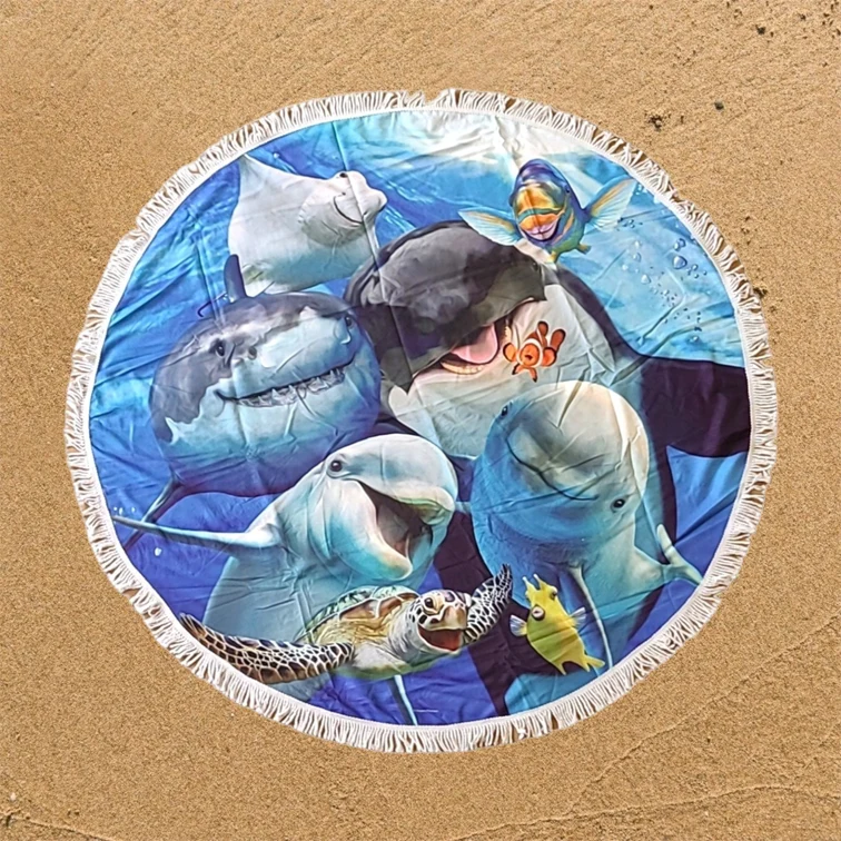 Ocean Selfie rond strandlaken / picknickkleed, 150 cm