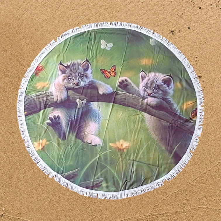 Kittyland rond strandlaken / picknickkleed, lynxprint, 150 cm
