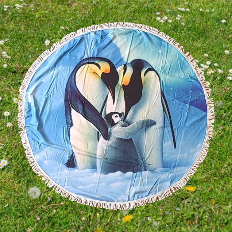 Dear Little One rond strandlaken / picknickkleed, pinguïnprint, 150 cm