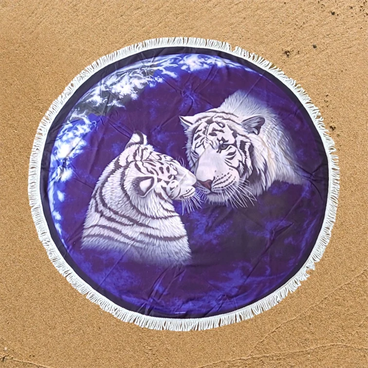 A Kiss for Mother rond strandlaken / picknickkleed – Tijgerprint – 150 cm