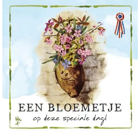 Rien Poortvliet Wenskaart – Een bloemetje op deze speciale dag, 13,5 x 13,5 cm