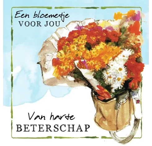 Rien Poortvliet Wenskaart – Een bloemetje voor jou, 13,5 x 13,5 cm