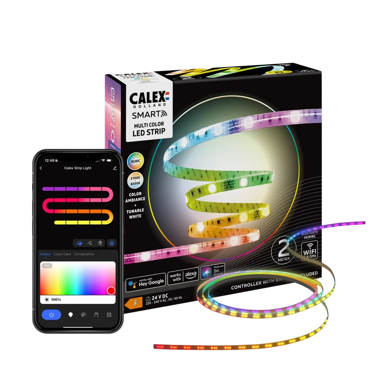 Calex Smart Strip Light - 5m - RGBIC + CCT (UK Plug)