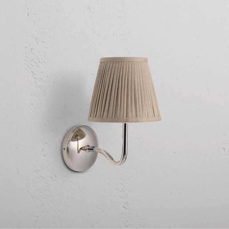 Malvern Medium Wall Light Natural Beige – Polished Nickel