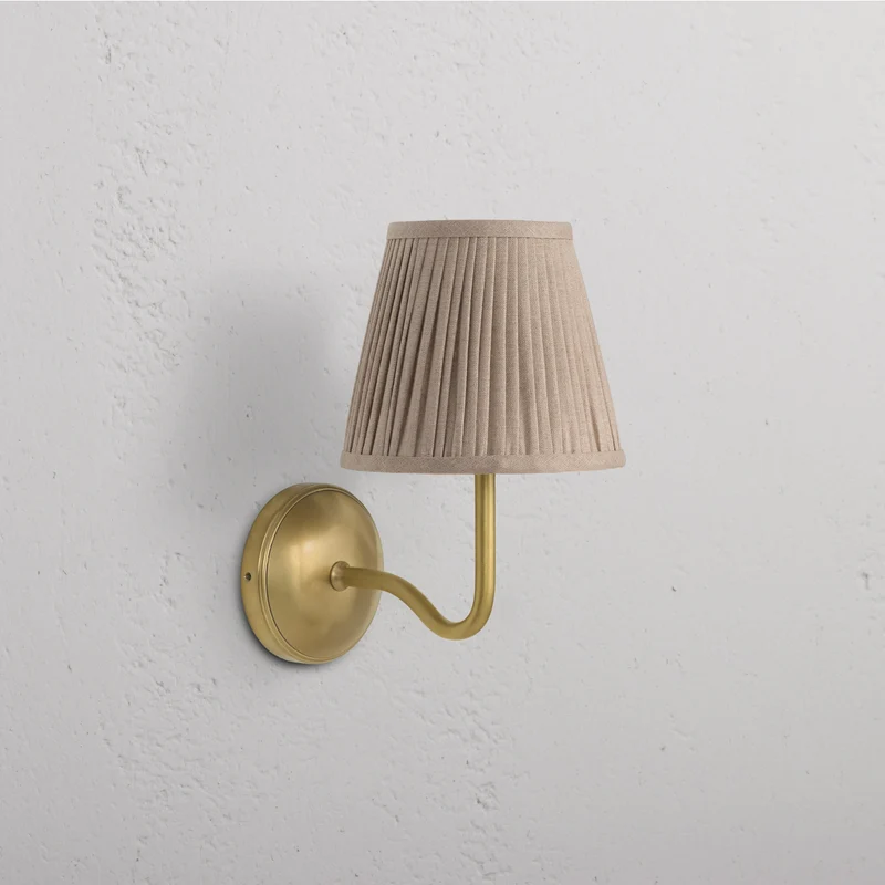 Malvern Medium Wall Light Natural Beige – Antique Brass