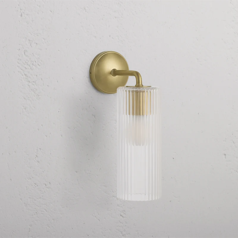 Claremont Large Wall Light Fluted Glass – Antique Brass
