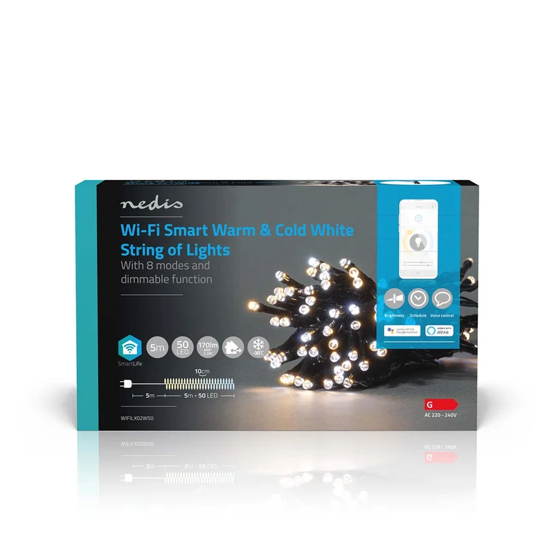 SmartLife-kerstverlichting Koord - Wi-Fi - Warm tot Koel Wit