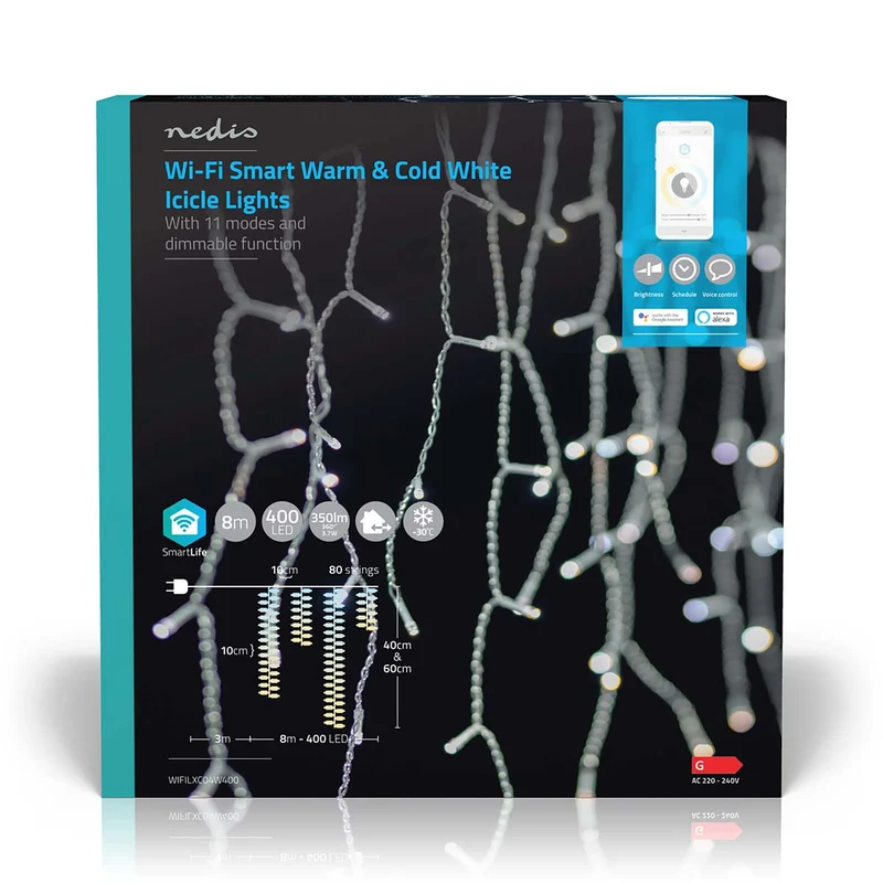 SmartLife-kerstverlichting Ijskegel - Wi-Fi - Warm tot Koel Wit