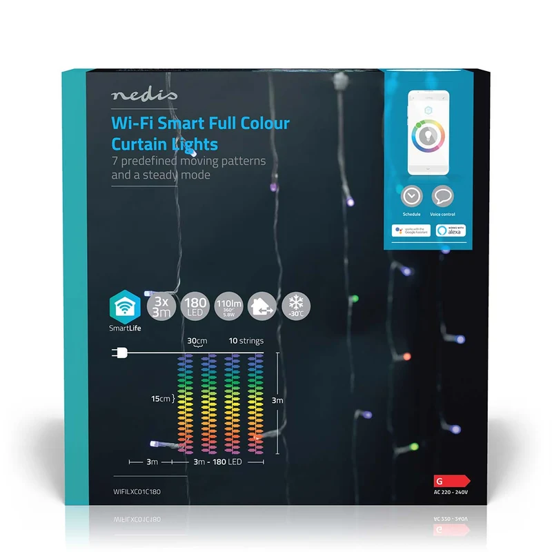 SmartLife-kerstverlichting Gordijn - Wi-Fi - RGB