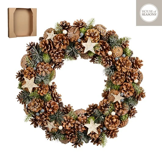 Krans met pinecones en bruine details