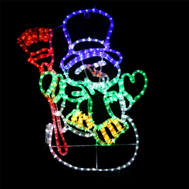 Sneeuwpop met hoed en bezem - 70x55 cm - LED-bord voor in uw huis