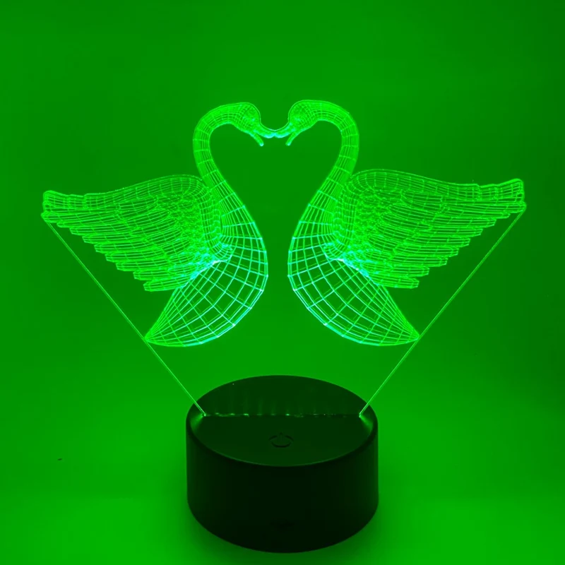 3D LED LAMP - KUSSENDE ZWANEN