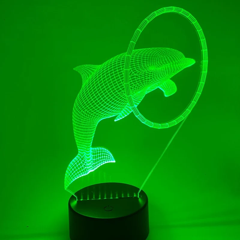 3D LED LAMP - DOLFIJN IN RING