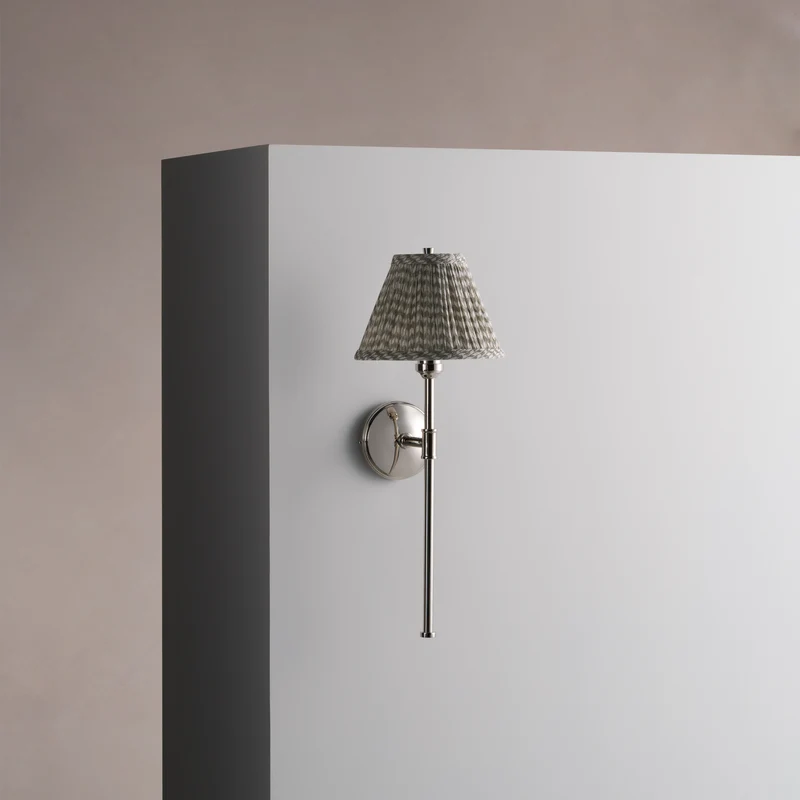 Cotswold Wall Light Pleated Moss Green – Polished Nickel