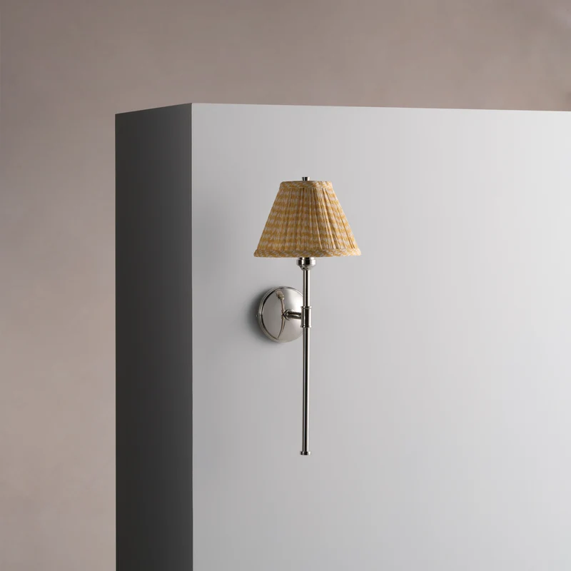 Cotswold Wall Light Pleated Flaxen Yellow – Polished Nickel